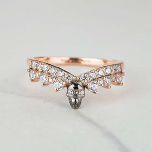 Skull Enhancer Wedding Band for Women Curved AAA CZ Anniversary Ring