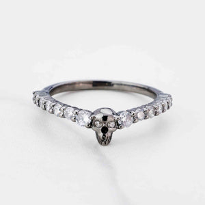 Sterling Silver Dainty Skull Ring Gothic Stacking Eternity Wedding Band