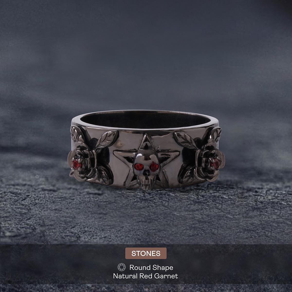 Rose and Skull Wedding Band for Women Goth Engagement Ring