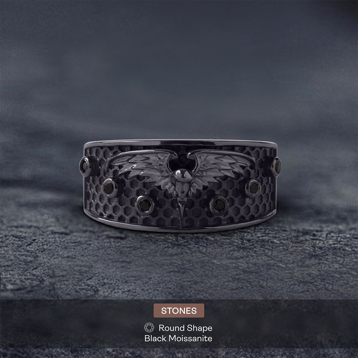 Viking Raven Ring for Women Gothic Wedding Band Gun Metal