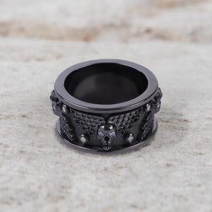 Skull Wings Wedding Band for Men Badass Biker Skull Jewelry