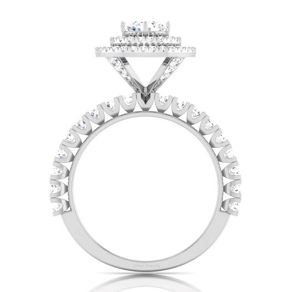DOUBLE HALO DIAMOND ENGAGEMENT RING