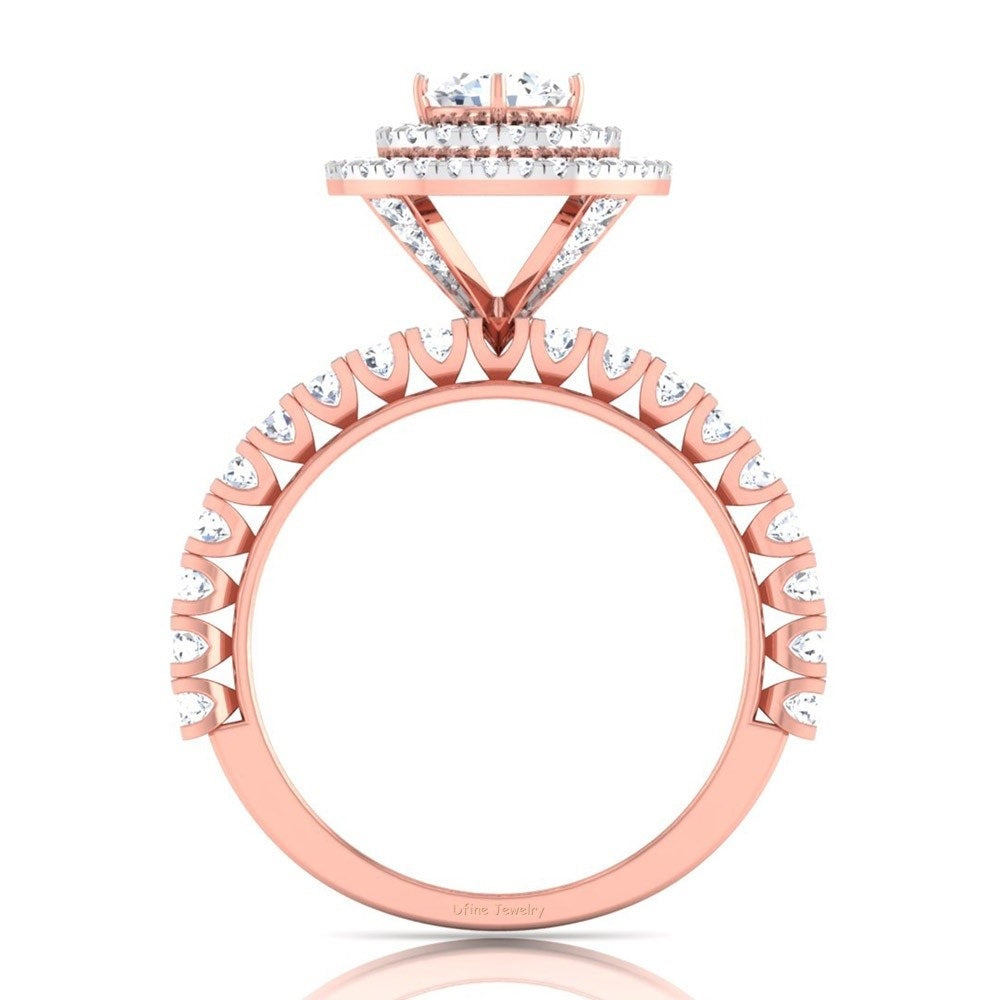 DOUBLE HALO DIAMOND ENGAGEMENT RING