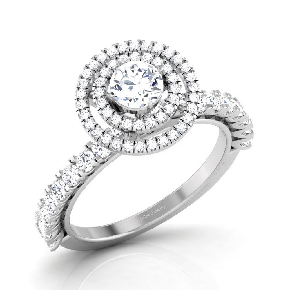 DOUBLE HALO DIAMOND ENGAGEMENT RING