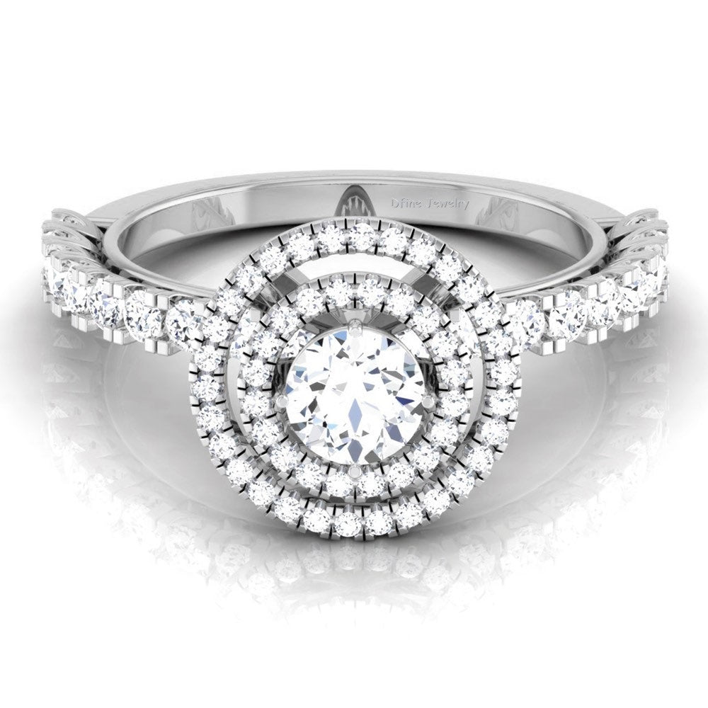 DOUBLE HALO DIAMOND ENGAGEMENT RING