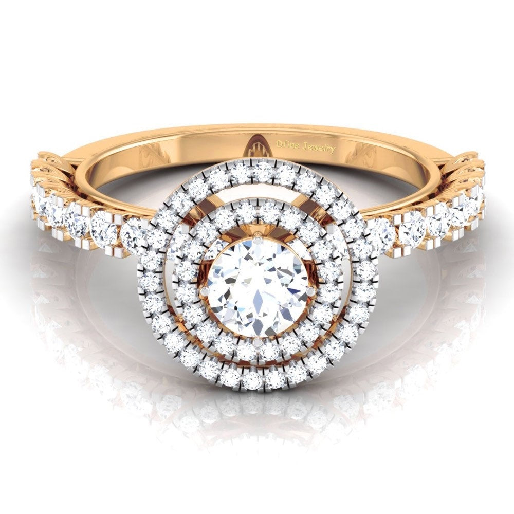 DOUBLE HALO DIAMOND ENGAGEMENT RING
