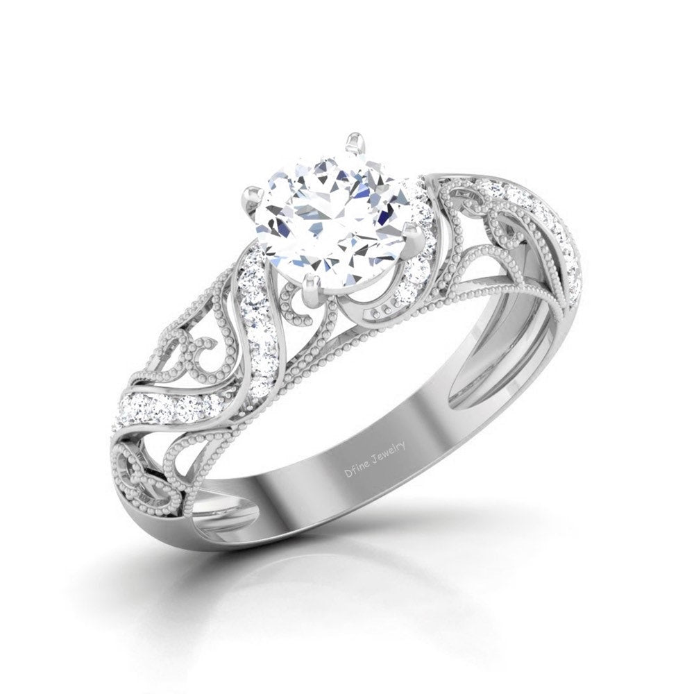 FILIGREE DIAMOND ENGAGEMENT RING