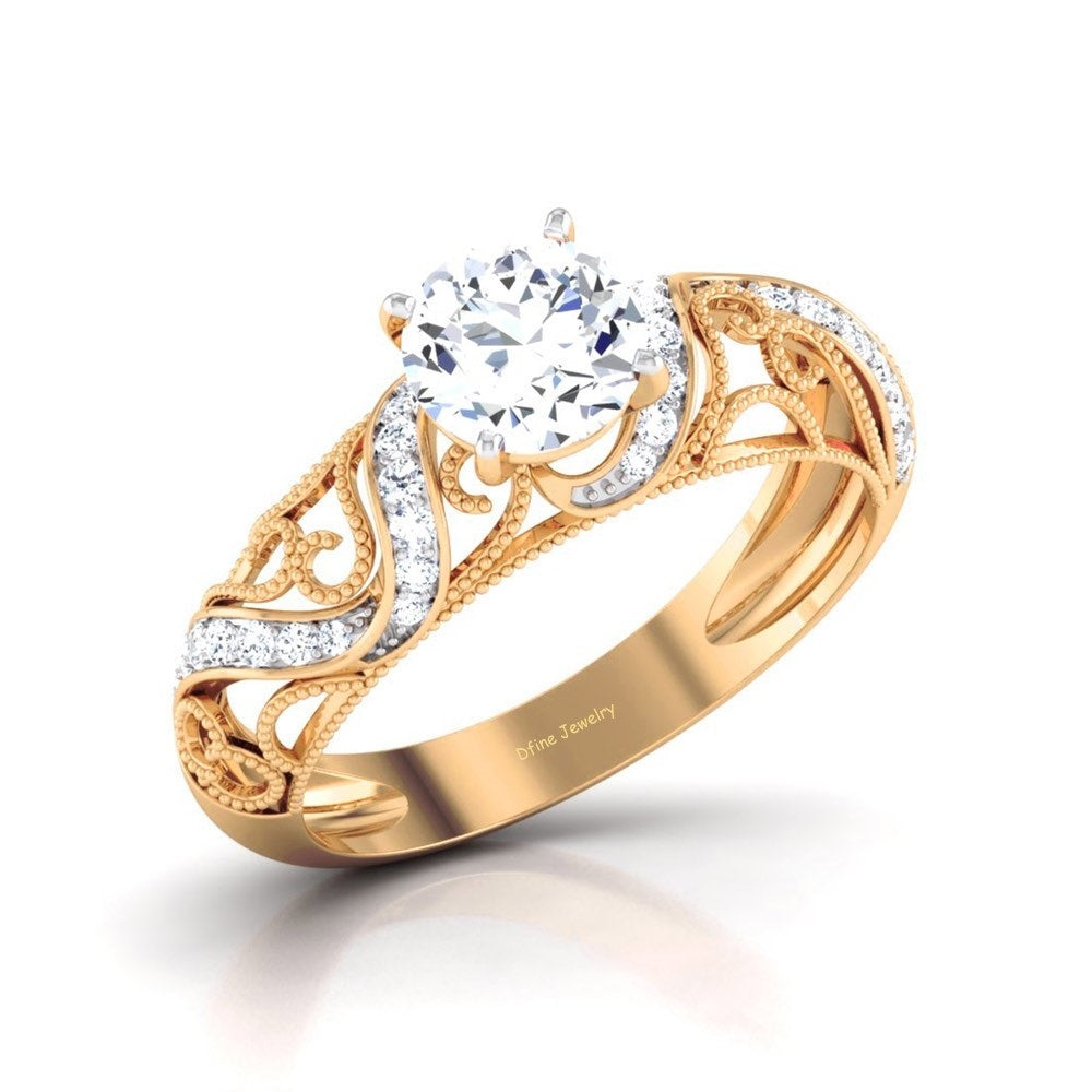 FILIGREE DIAMOND ENGAGEMENT RING