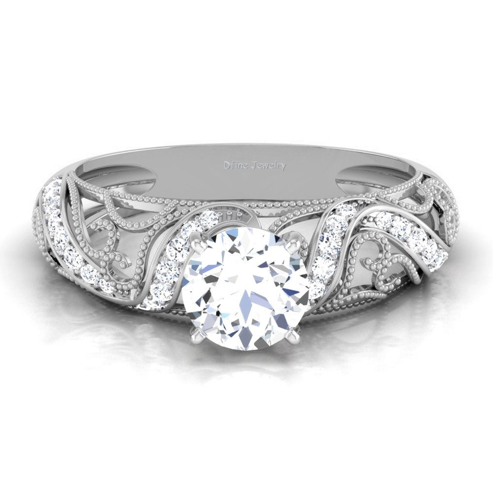FILIGREE DIAMOND ENGAGEMENT RING