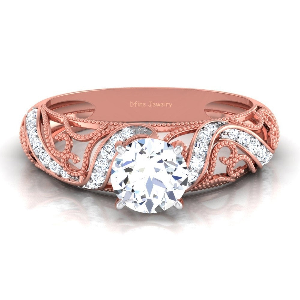 FILIGREE DIAMOND ENGAGEMENT RING