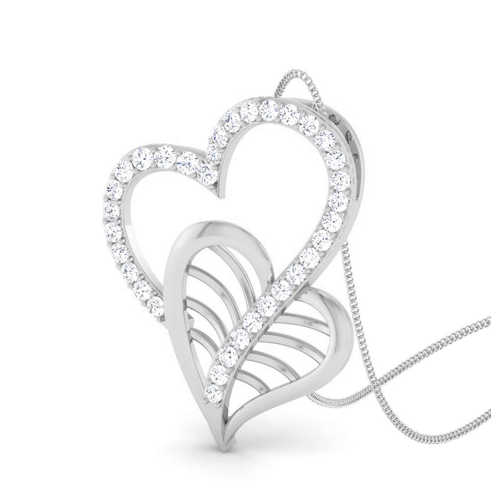 DIAMOND LEAF HEART PENDANT