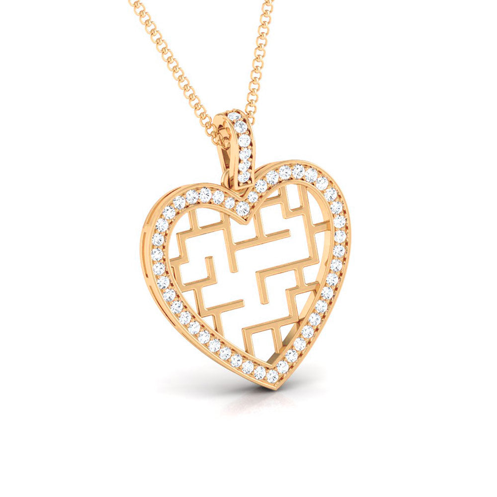 PUZZLE HEART PENDANT SILVER