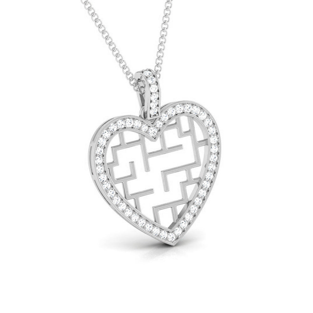 PUZZLE HEART PENDANT SILVER