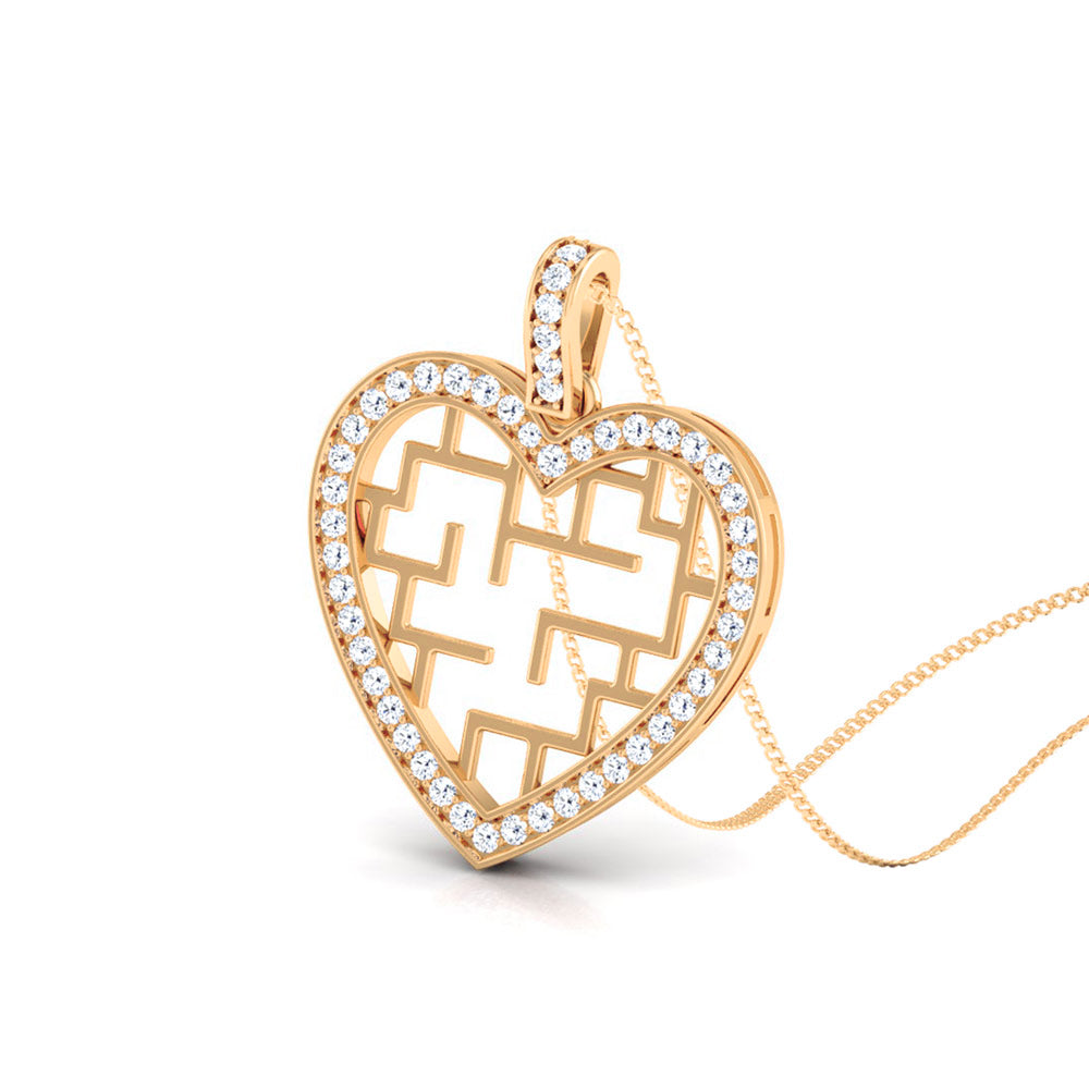 PUZZLE HEART PENDANT SILVER
