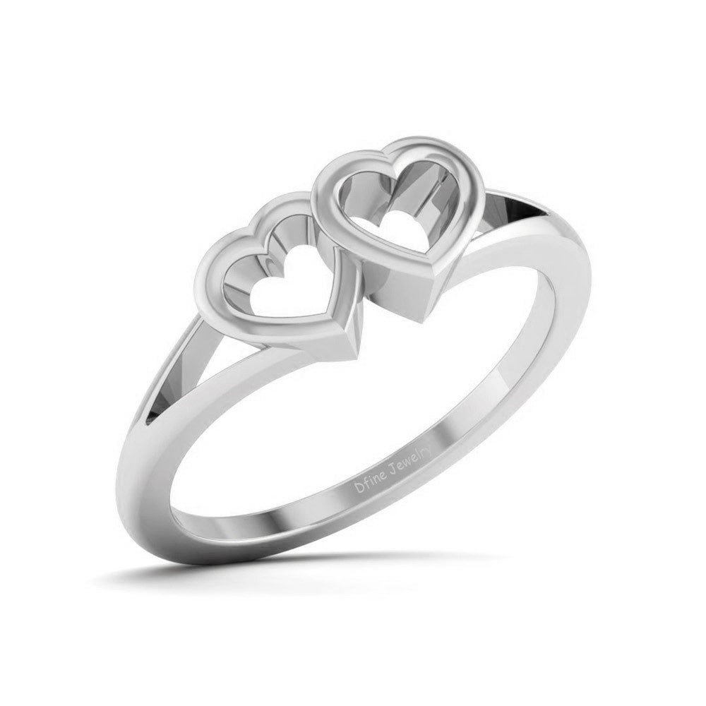 DUAL HEART RING SILVER