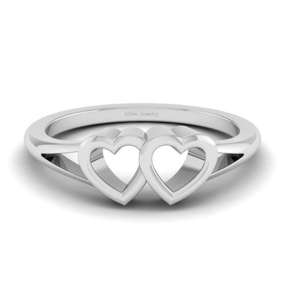DUAL HEART RING SILVER