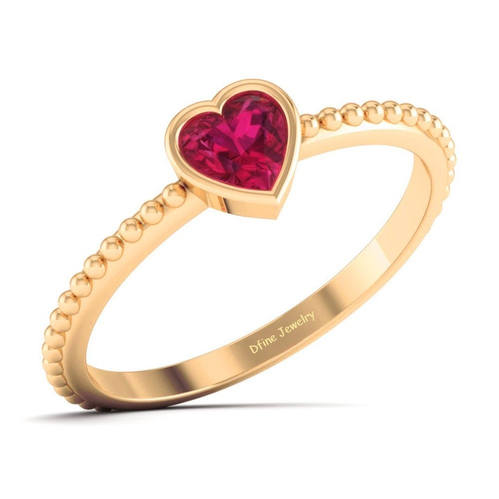 RUBY SOLITAIRE HEART PROMISE RING