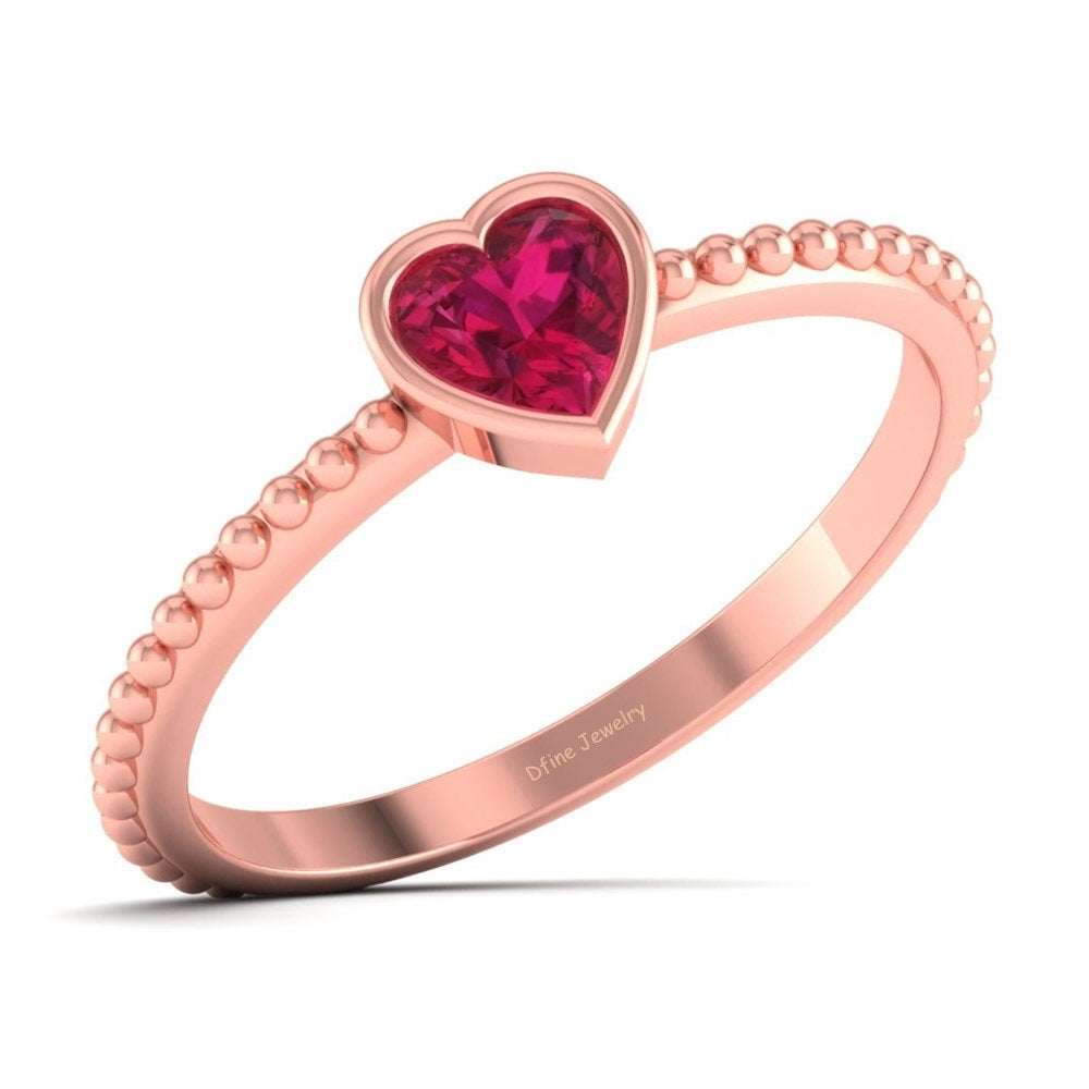 RUBY SOLITAIRE HEART PROMISE RING