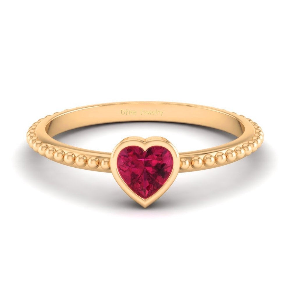 RUBY SOLITAIRE HEART PROMISE RING