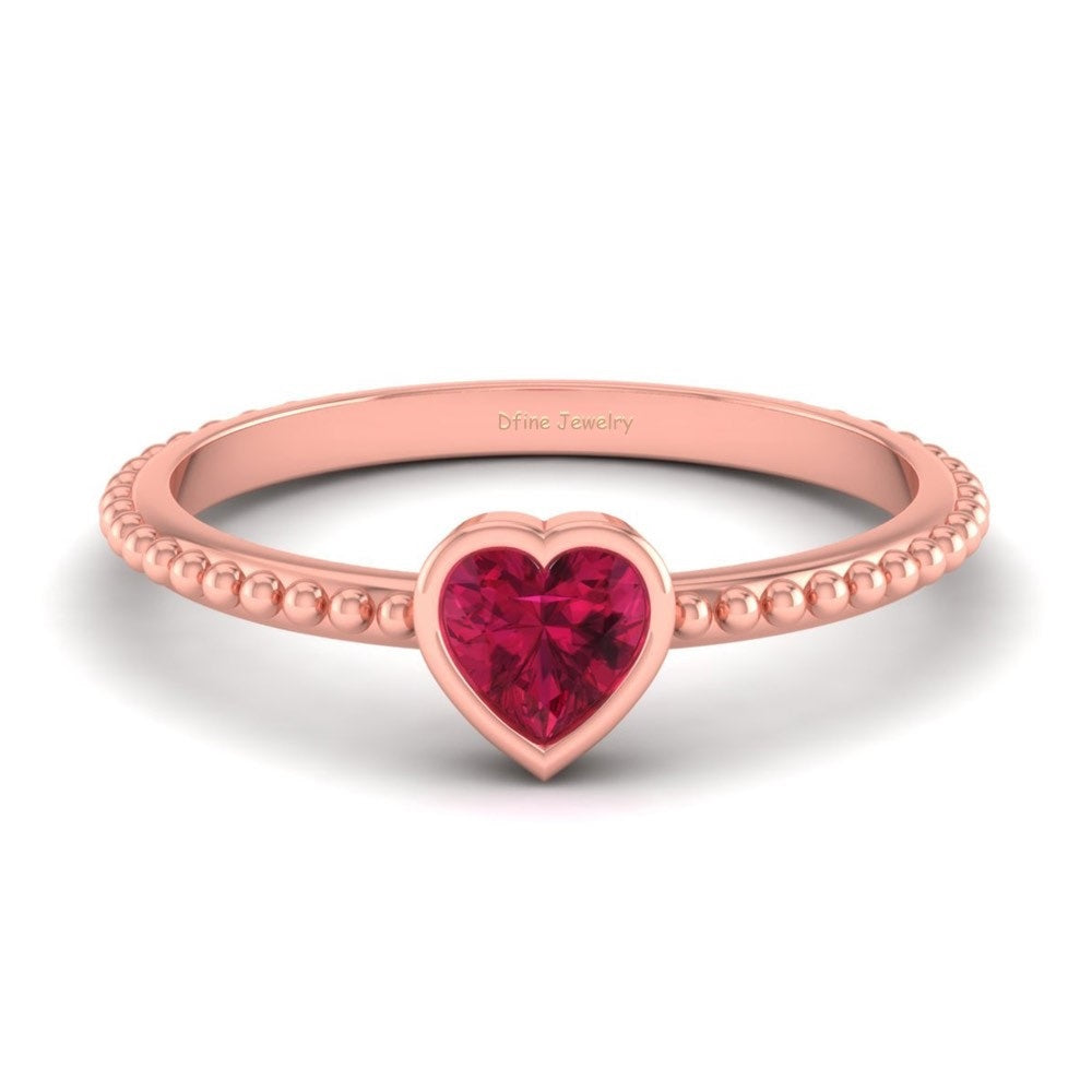 RUBY SOLITAIRE HEART PROMISE RING