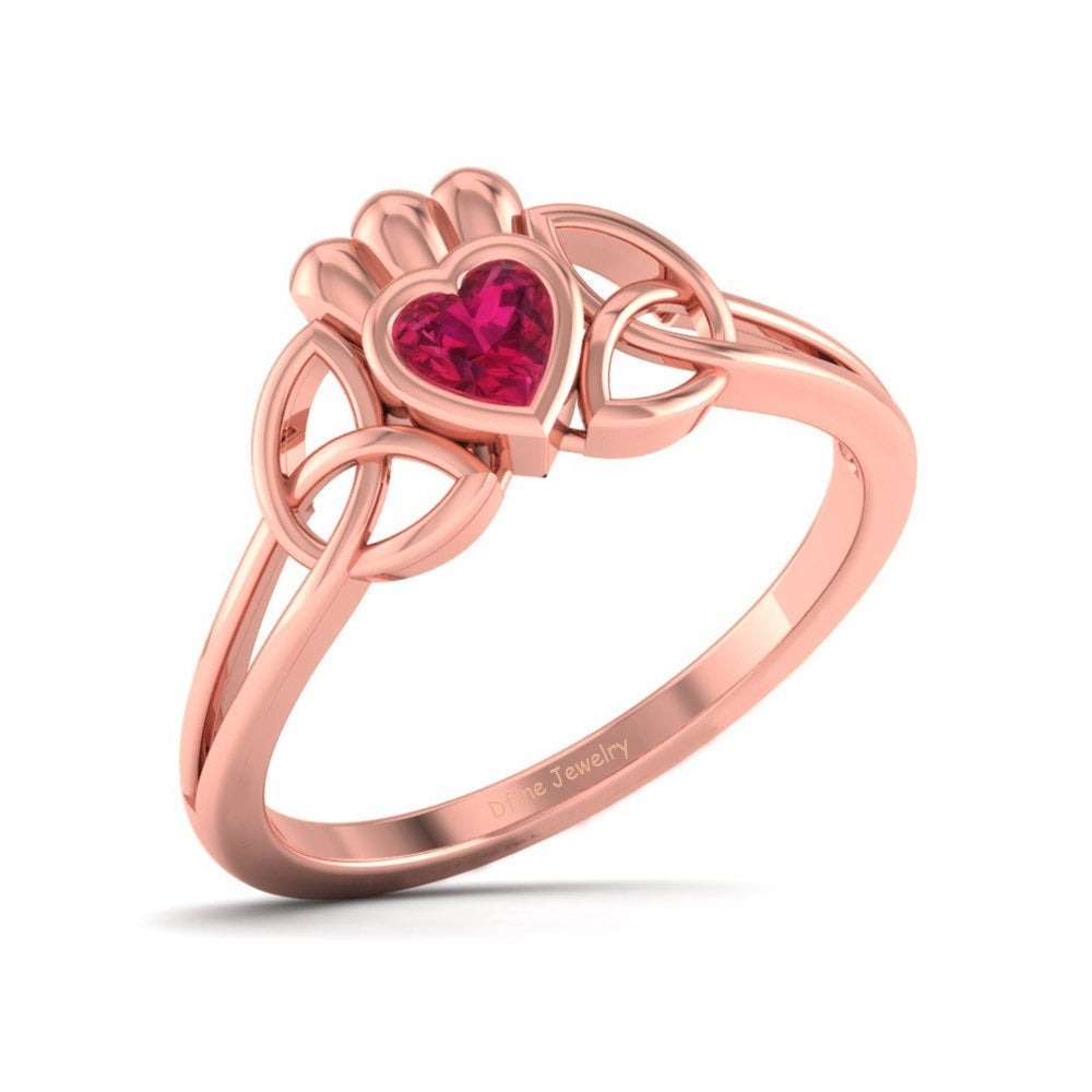 TRINITY CLADDAGH HEART RING