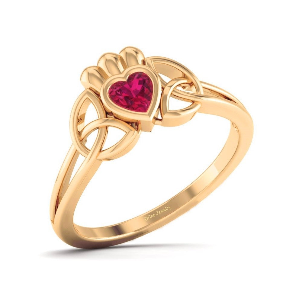 TRINITY CLADDAGH HEART RING