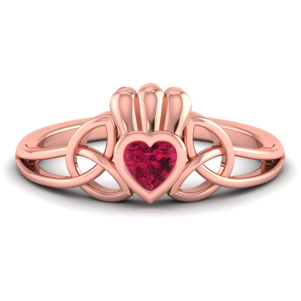 TRINITY CLADDAGH HEART RING