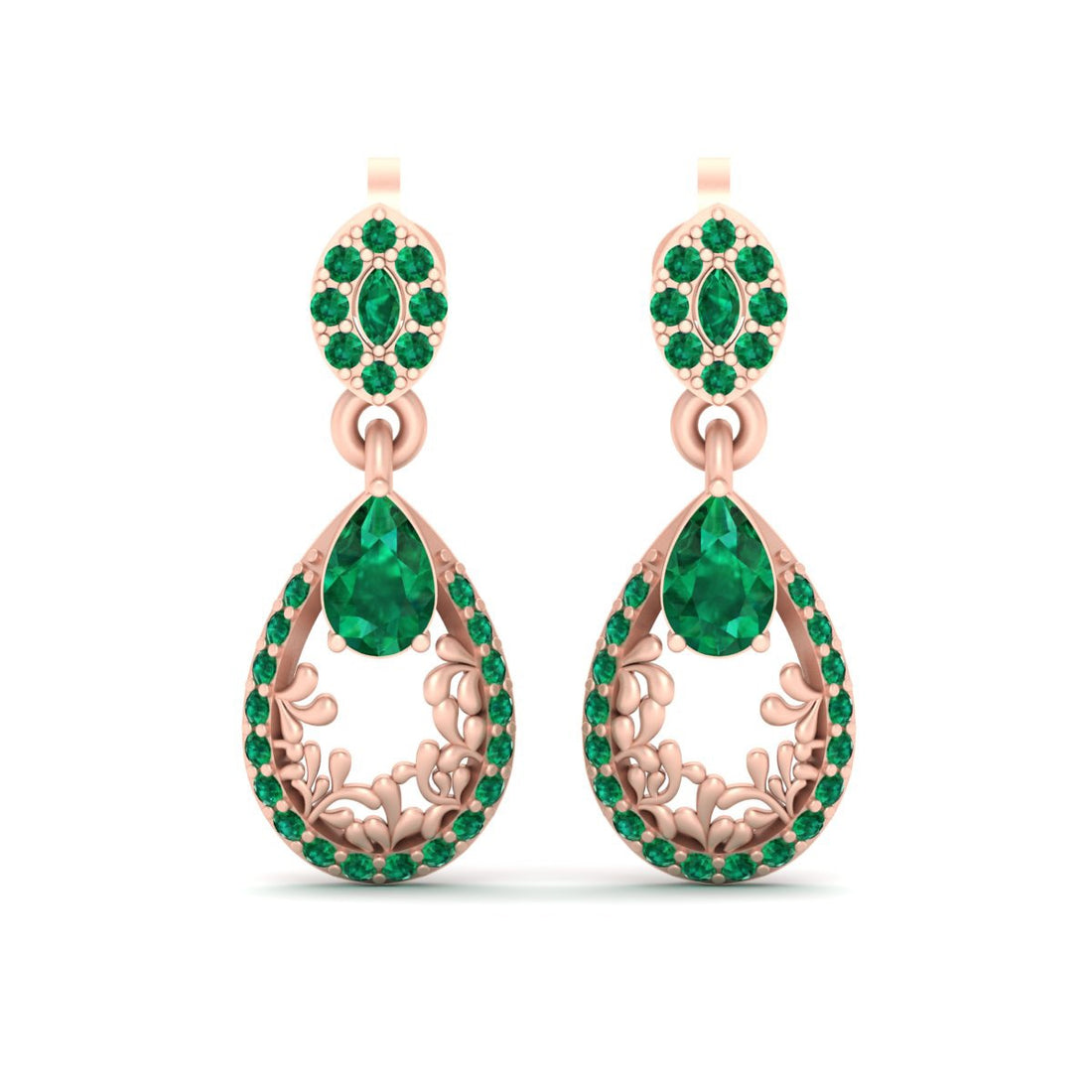 EMERALD DANGLE ENGAGEMENT EARRINGS