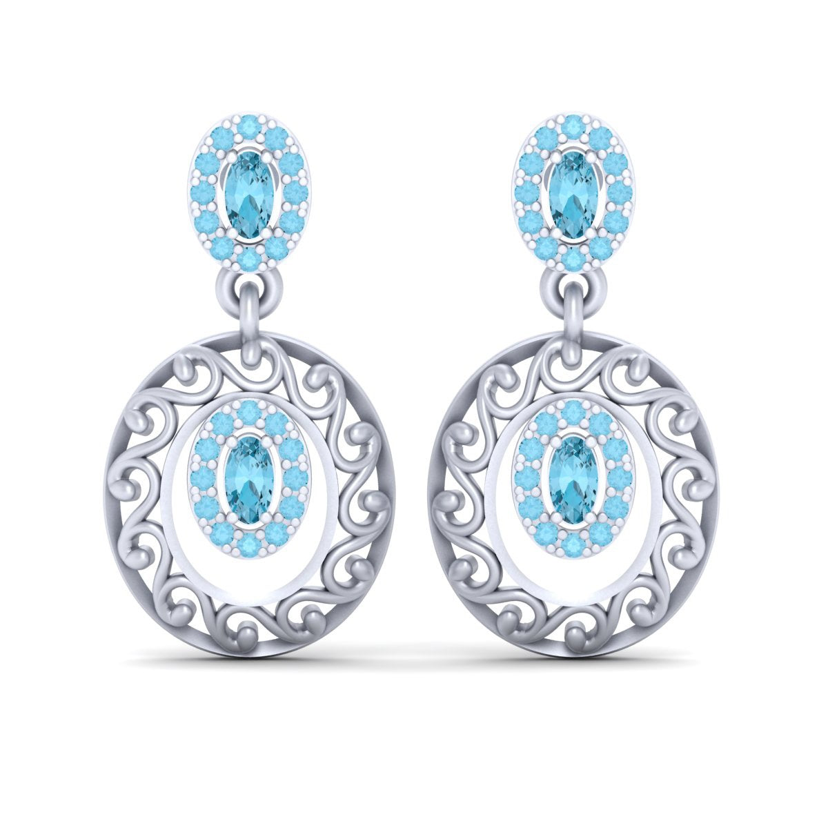 AQUA DIAMOND WEDDING EARRINGS