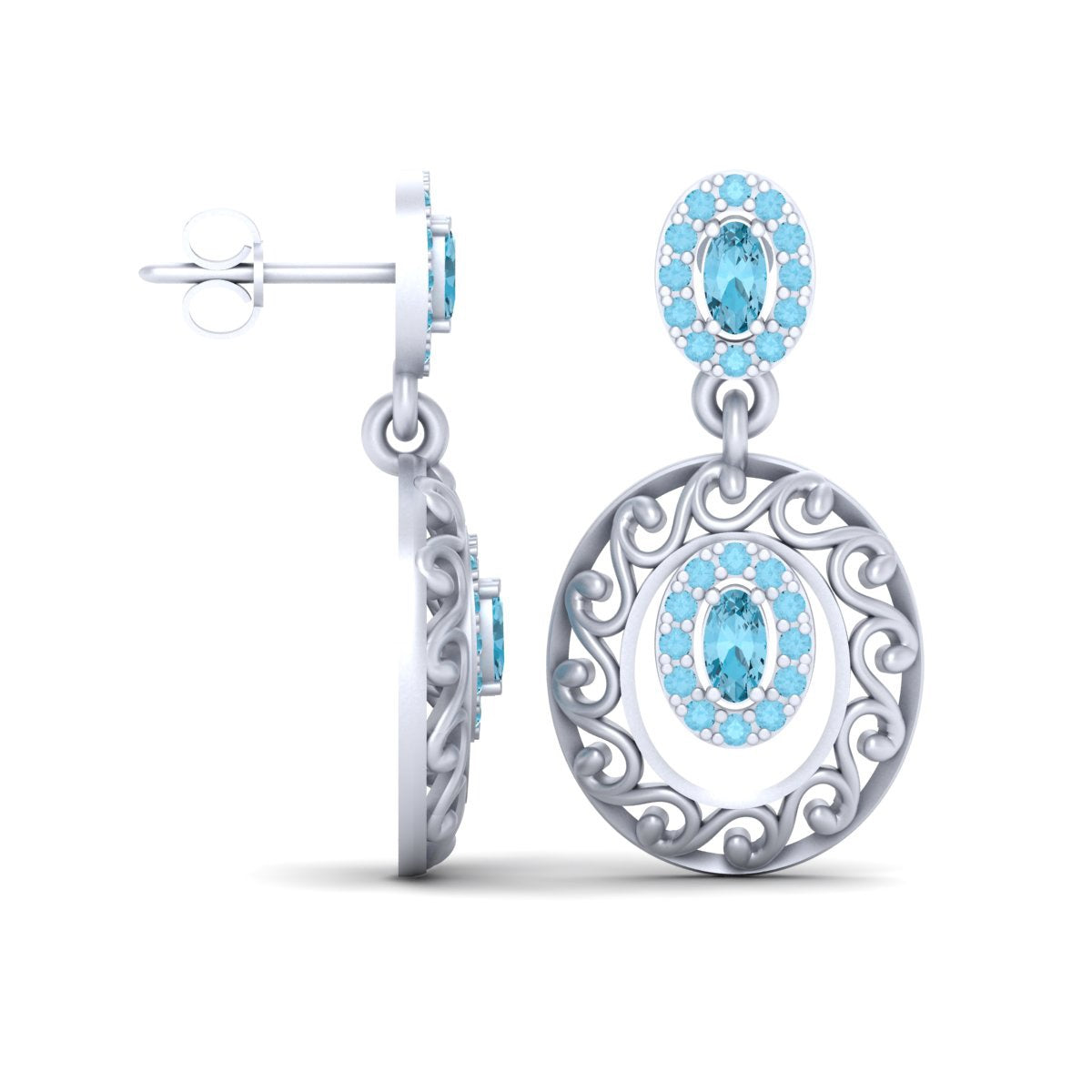AQUA DIAMOND WEDDING EARRINGS