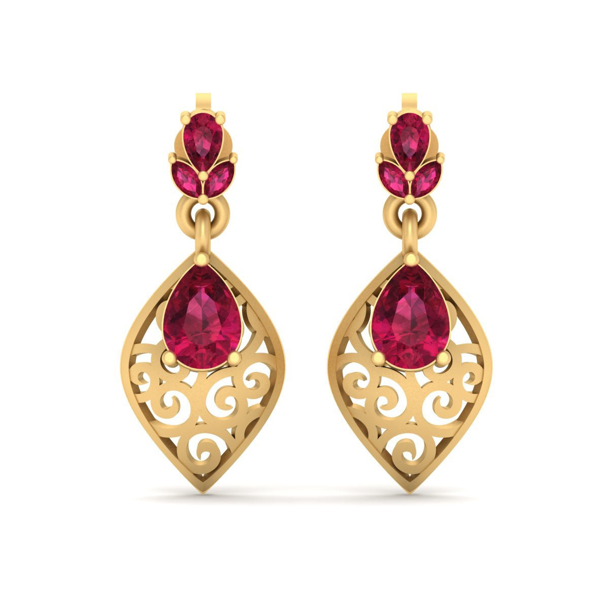 PEAR RUBY ENGAGEMENT EARRINGS