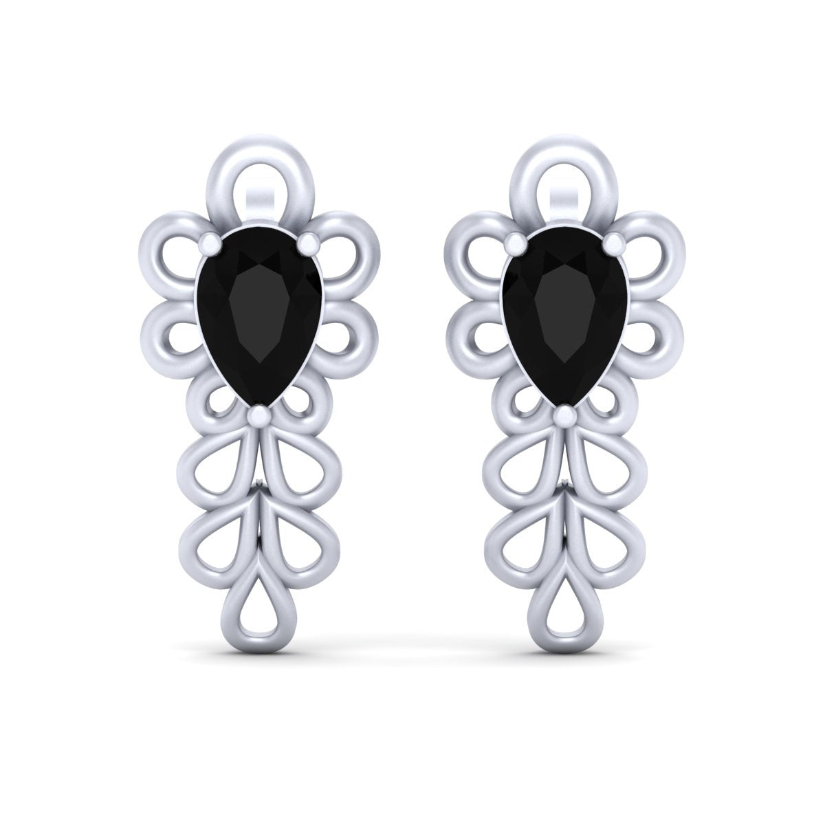 BLACK DIAMOND FLORAL EARRINGS