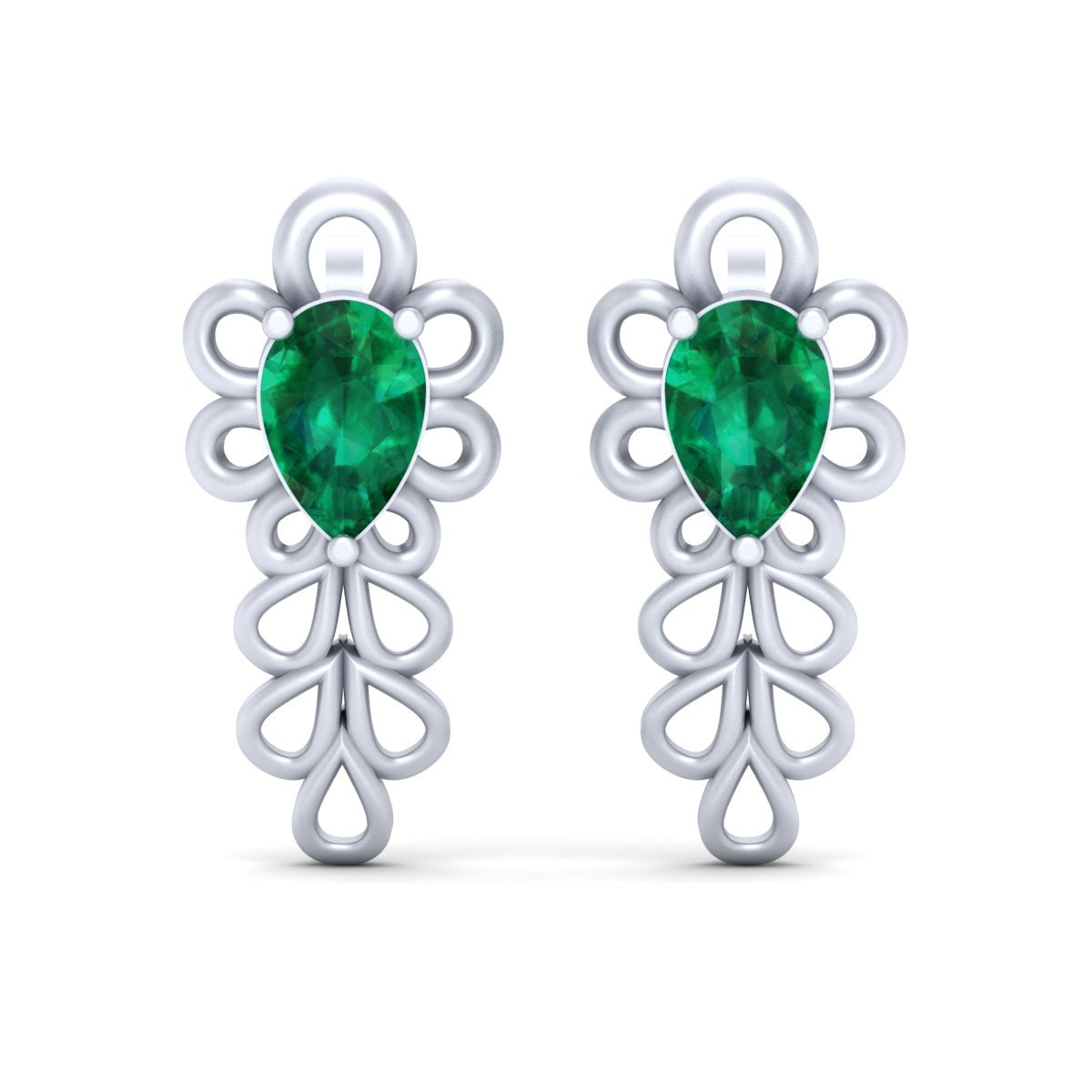WHITE GOLD FLORAL EARRINGS