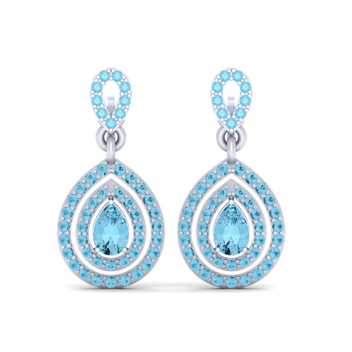 AQUA DIAMOND TEARDROP EARRINGS