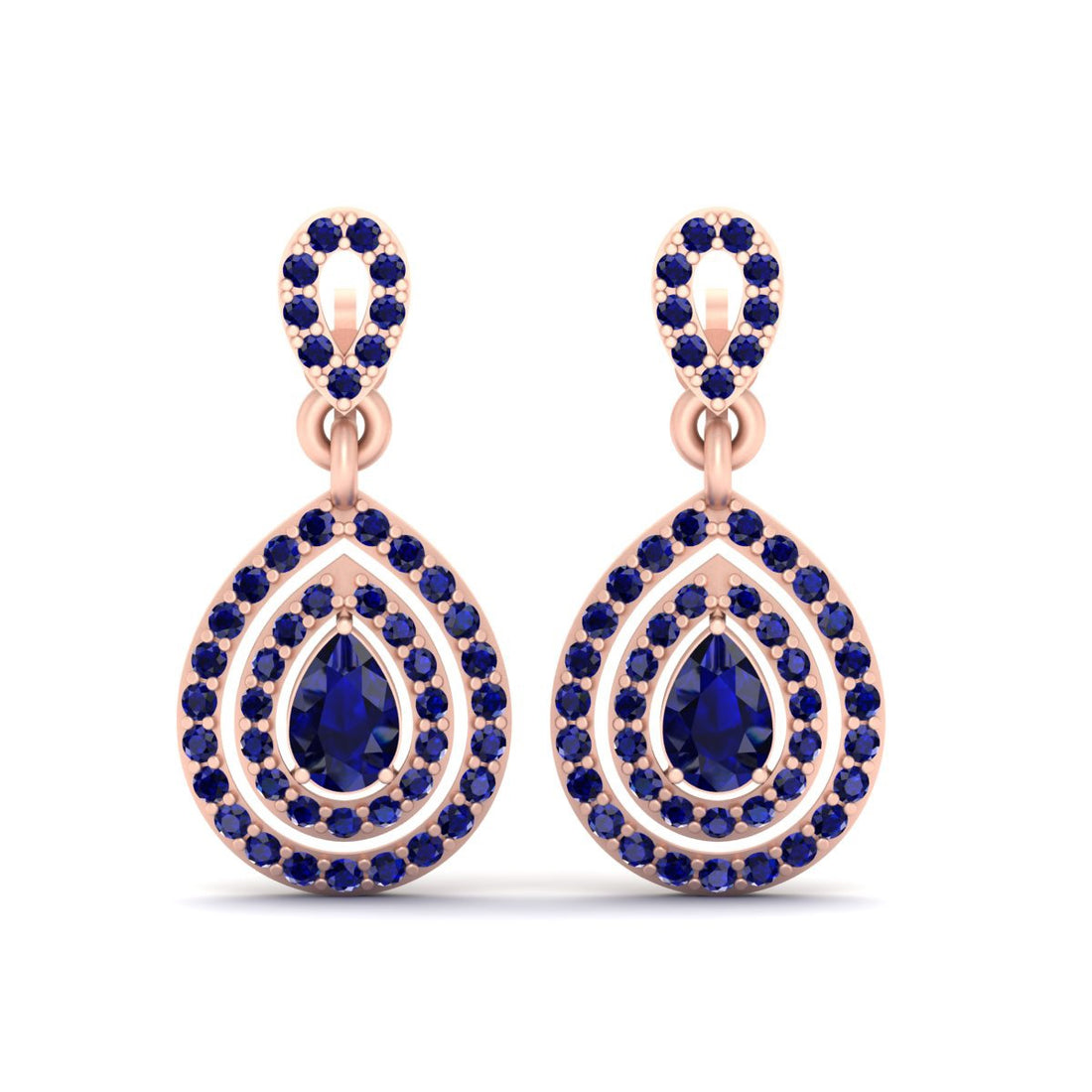 SAPPHIRE DOUBLE HALO EARRINGS