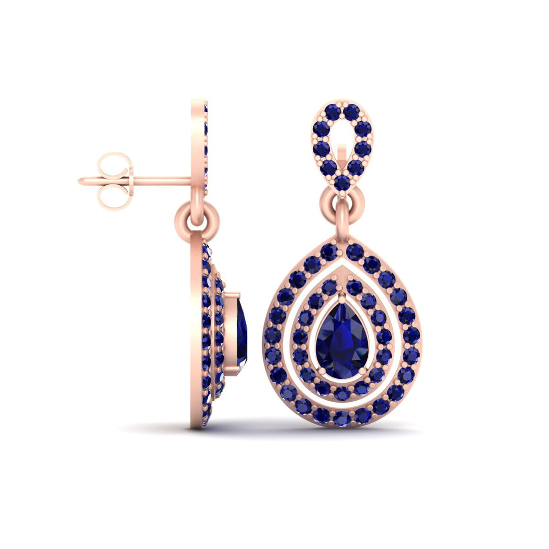 SAPPHIRE DOUBLE HALO EARRINGS