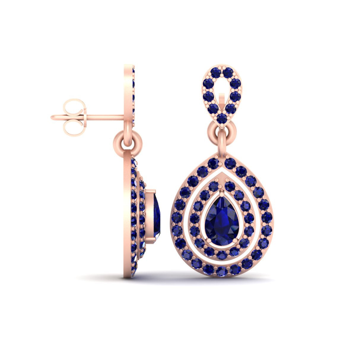 SAPPHIRE DOUBLE HALO EARRINGS