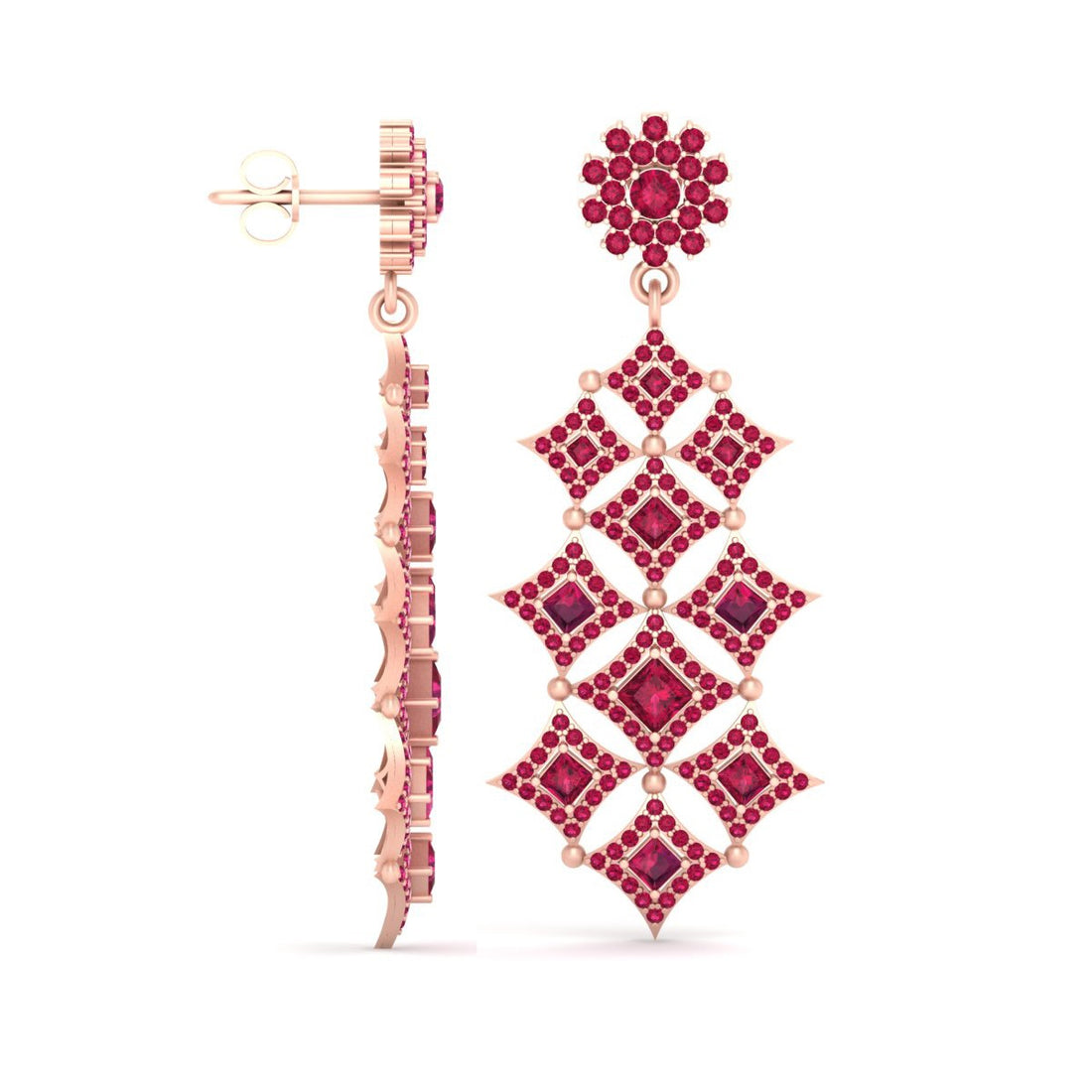 HALO RUBY CHANDELIER EARRINGS