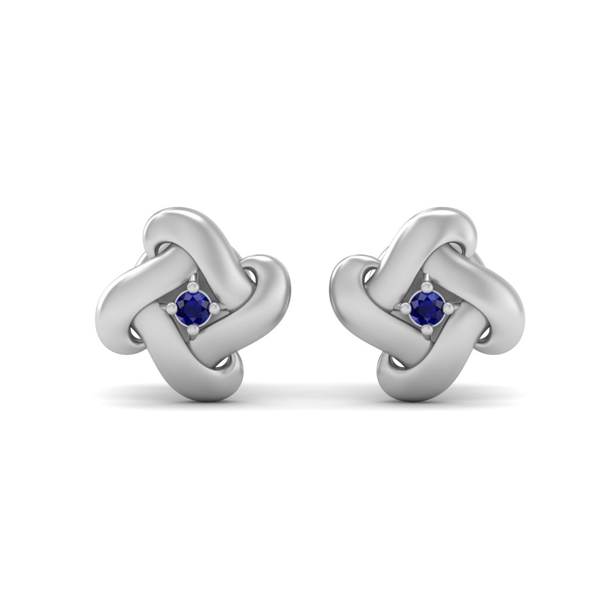 Sterling Silver Knot Earrings Blue CZ Swirl Earrings Wedding