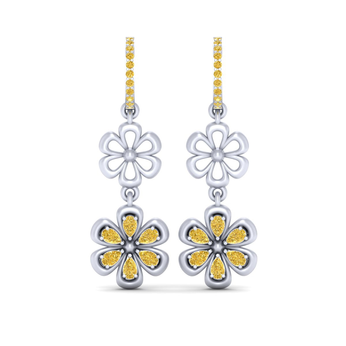 FLOWER DANGLE HOOP EARRINGS