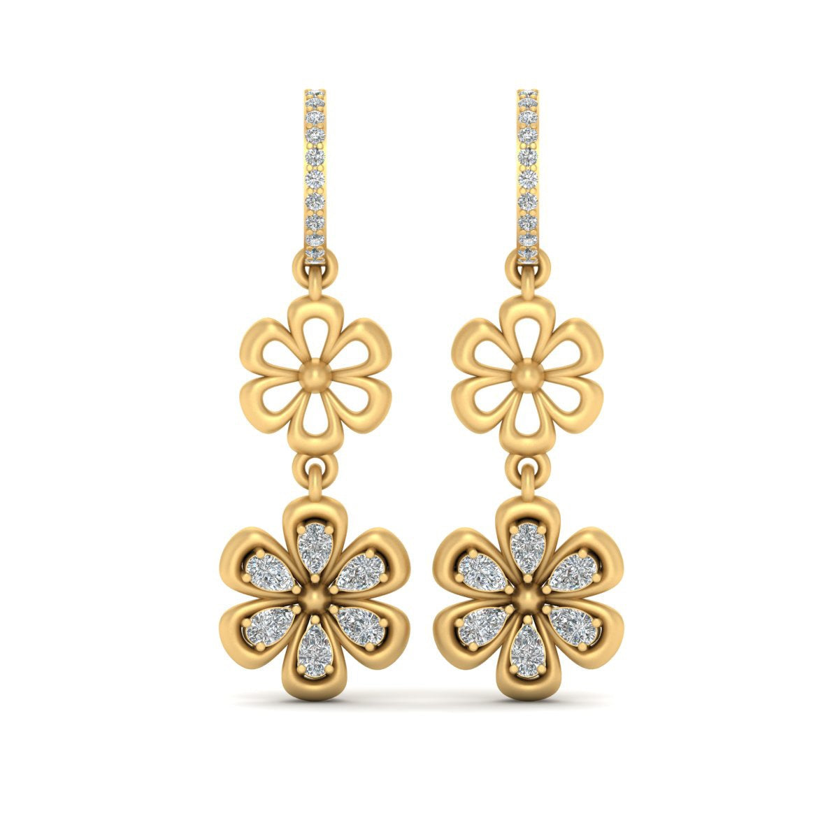 DIAMOND DANGLE HOOP EARRINGS