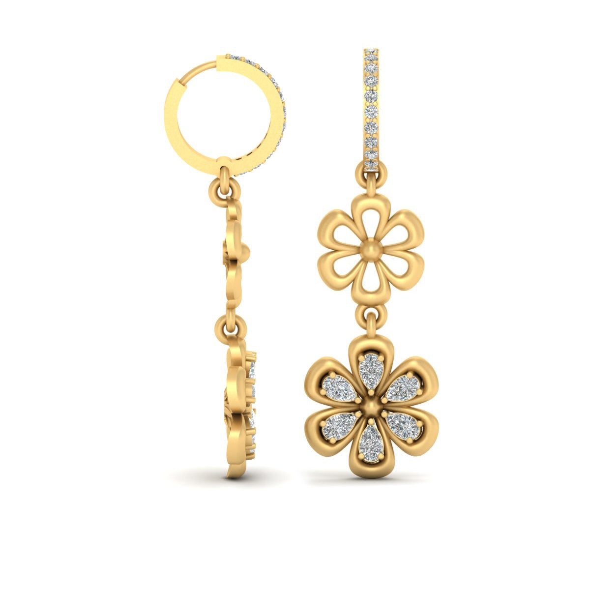 DIAMOND DANGLE HOOP EARRINGS