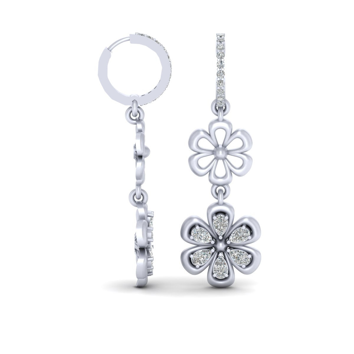 DIAMOND DANGLE HOOP EARRINGS