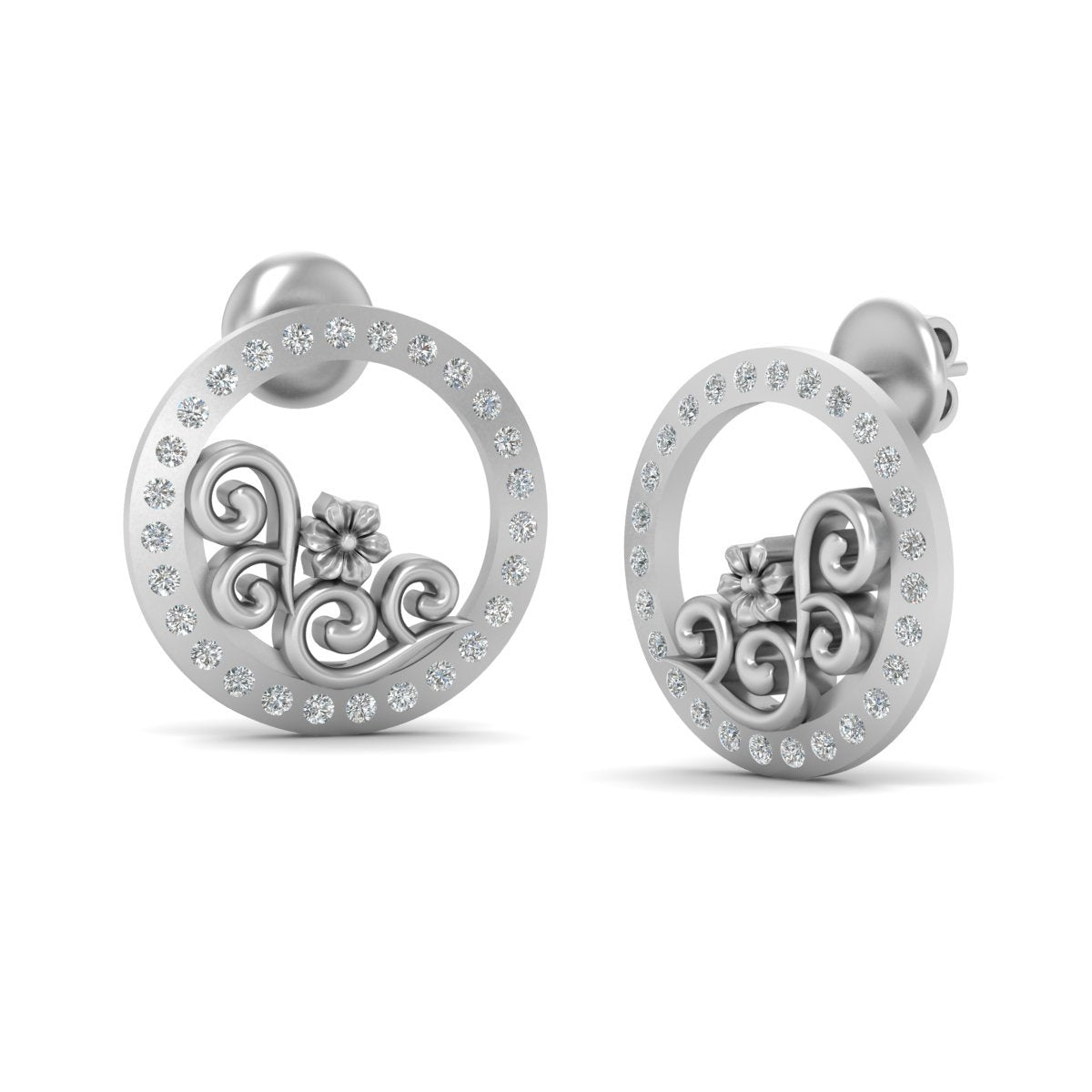 FILIGREE DIAMOND STUD EARRINGS