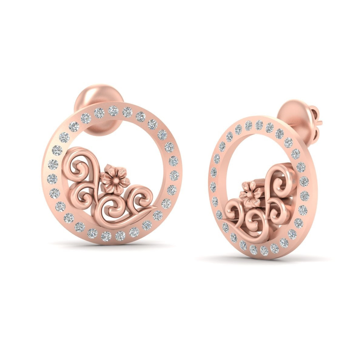 FILIGREE DIAMOND STUD EARRINGS
