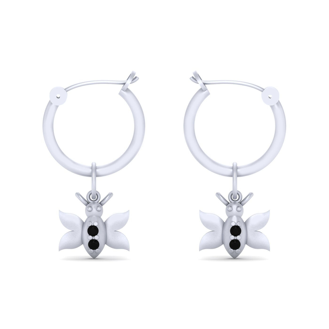 WHITE GOLD BUTTERFLY EARRINGS