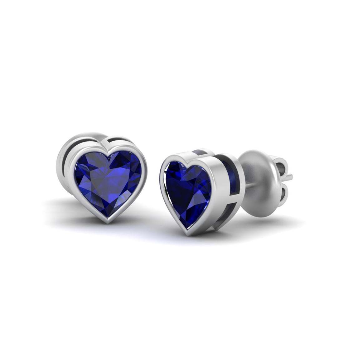SAPPHIRE HEART STUD EARRINGS
