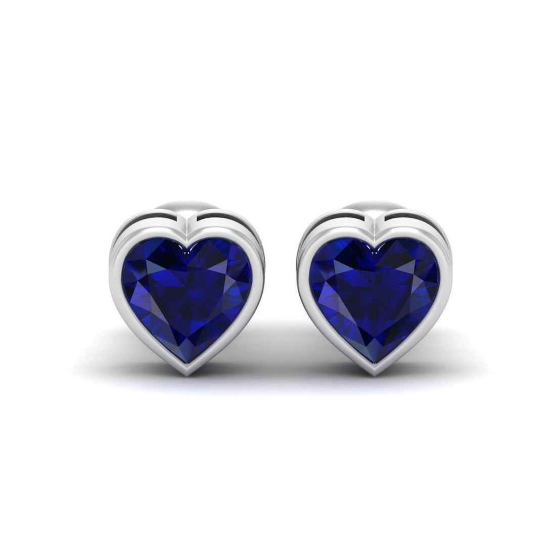 SAPPHIRE HEART STUD EARRINGS