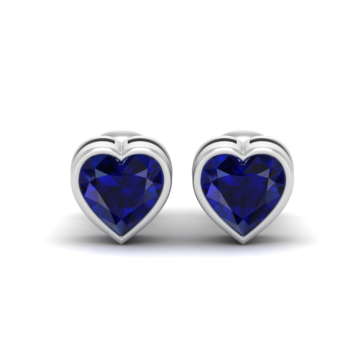SAPPHIRE HEART STUD EARRINGS