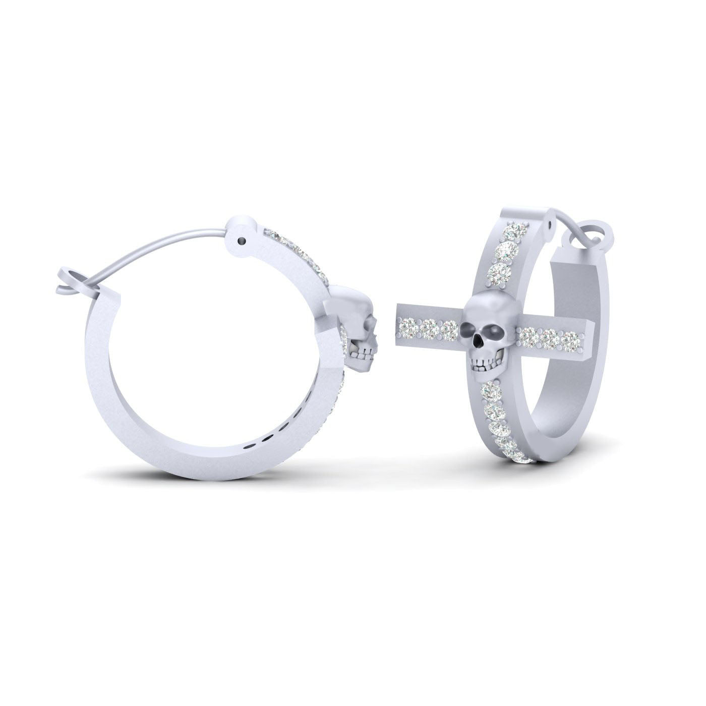 DIAMOND SKULL EARRINGS SILVER